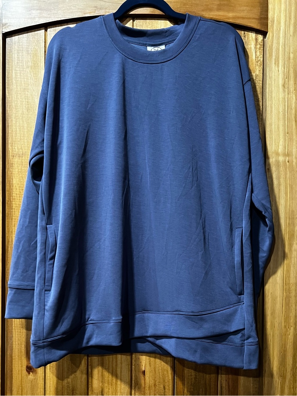Sage Model Slate Blue Oversized Crewneck Sweatshirt